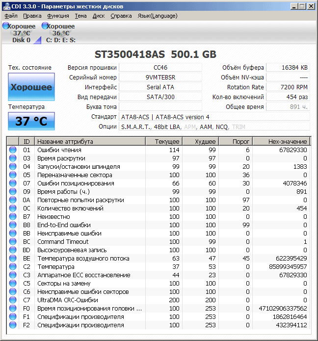 S.M.A.R.T. HDD ST3500418AS